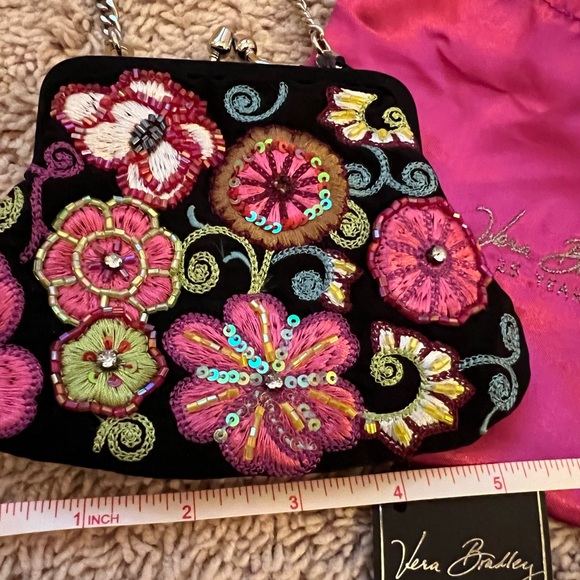 Vera Bradley beaded clutch bag w satin cover bag - Picture 3 of 6